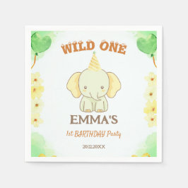 Guardanapo De Papel Wild One Cute Elephant 1st Birthday