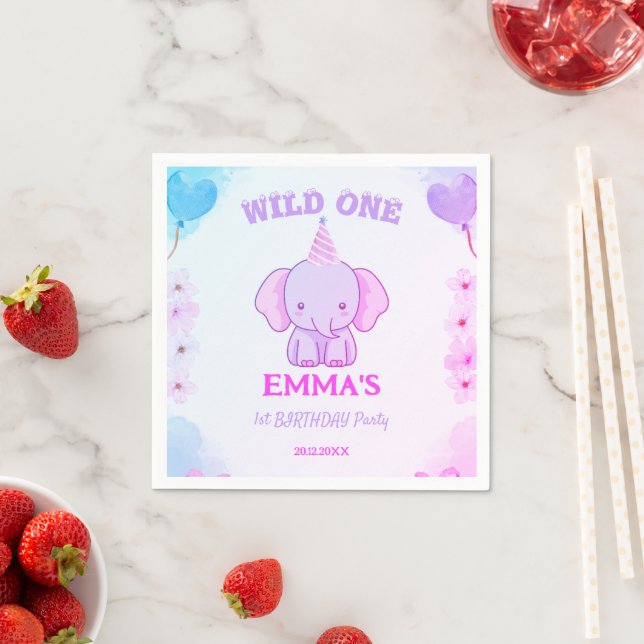 Guardanapo De Papel Wild One Cute Elephant 1st Birthday  (Insitu)