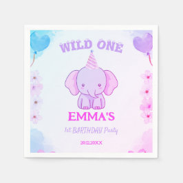 Guardanapo De Papel Wild One Cute Elephant 1st Birthday