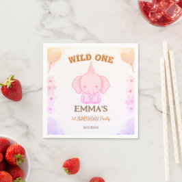 Guardanapo De Papel Wild One Cute Elephant 1st Birthday
