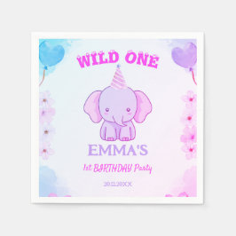 Guardanapo De Papel Wild One Cute Elephant 1st Birthday