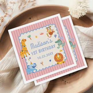 Guardanapo De Papel Wild One Cute Safari Animals 1st Birthday