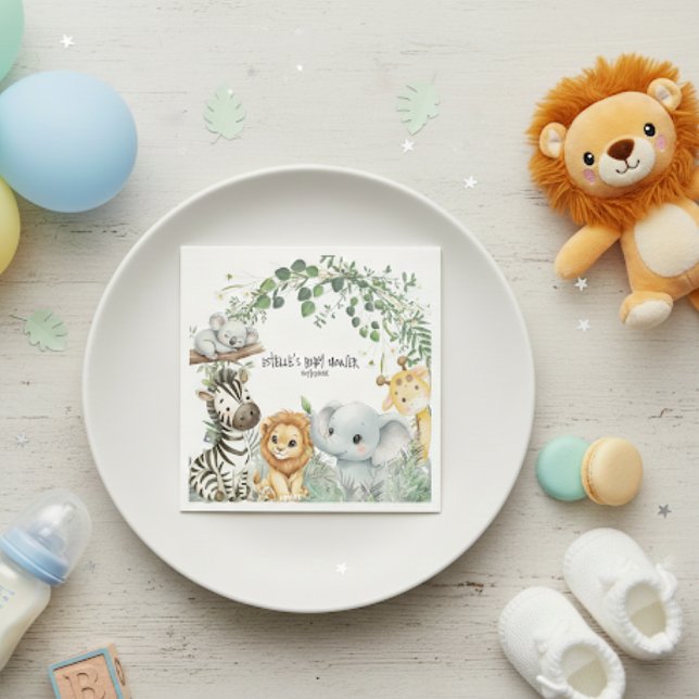 Guardanapo De Papel Wild One Cute Safari Jungle Animals Boy Baby Showe (Criador carregado)