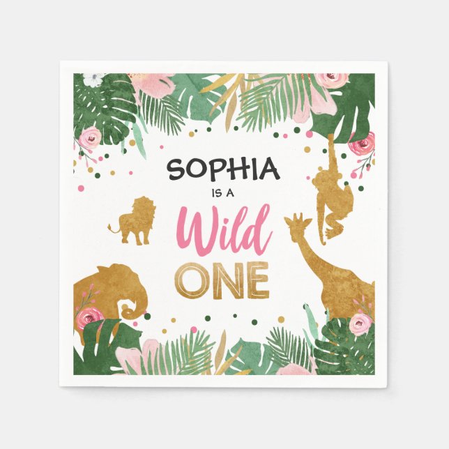 Guardanapo De Papel Wild One Paper Napkins Selgle Animal Girl (Frente)