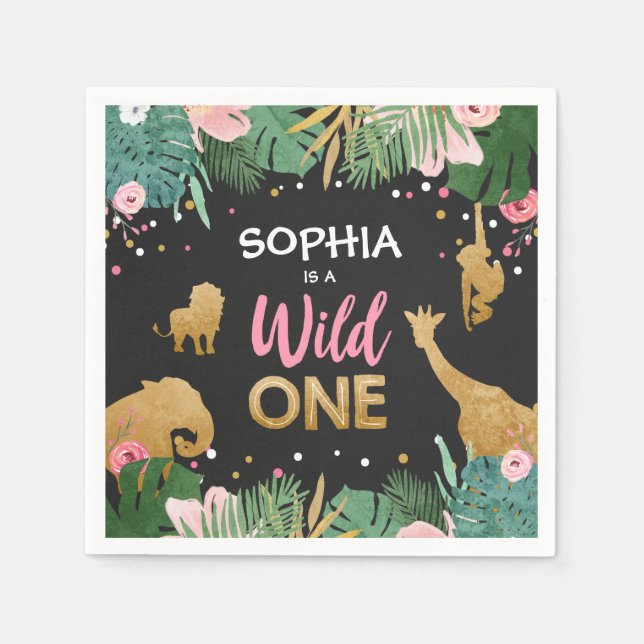 Guardanapo De Papel Wild One Paper Napkins Selgle Animal Girl (Frente)
