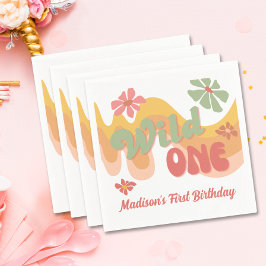 Guardanapo De Papel Wild One Retro Rainbow Daisy primeiro aniversario 