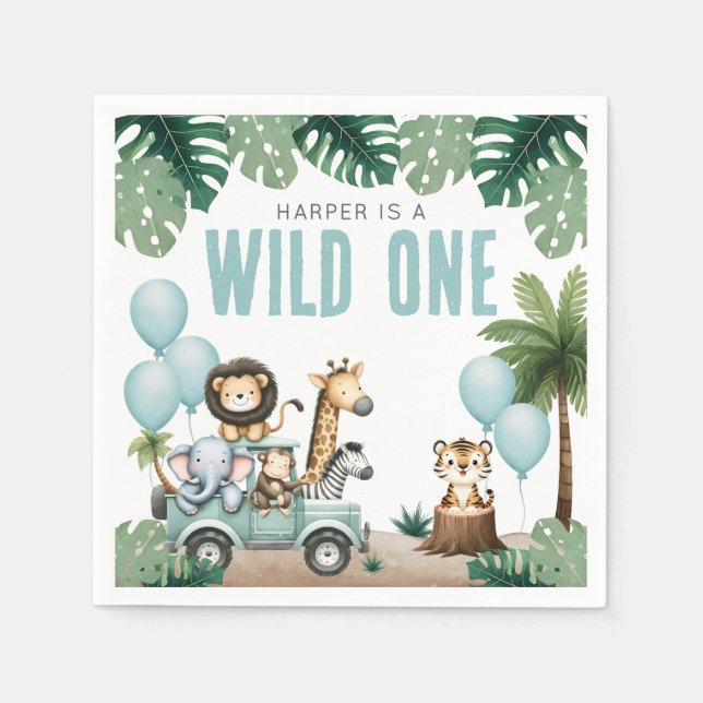 Guardanapo De Papel Wild One Safari 1st Birthday (Frente)
