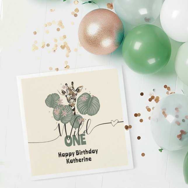 Guardanapo De Papel Wild One Safari Giraffe Animal Festa de aniversári (Criador carregado)