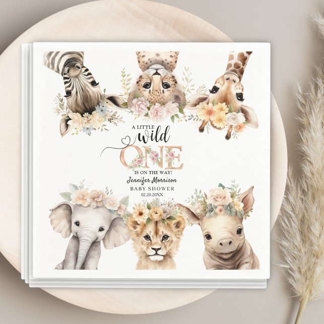 Guardanapo De Papel Wild One Safari Jungle Girl Chá de fraldas Napkins (Criador carregado)