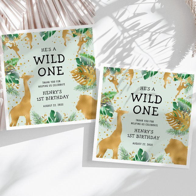 Guardanapo De Papel Wild One Safari Party Green (Criador carregado)