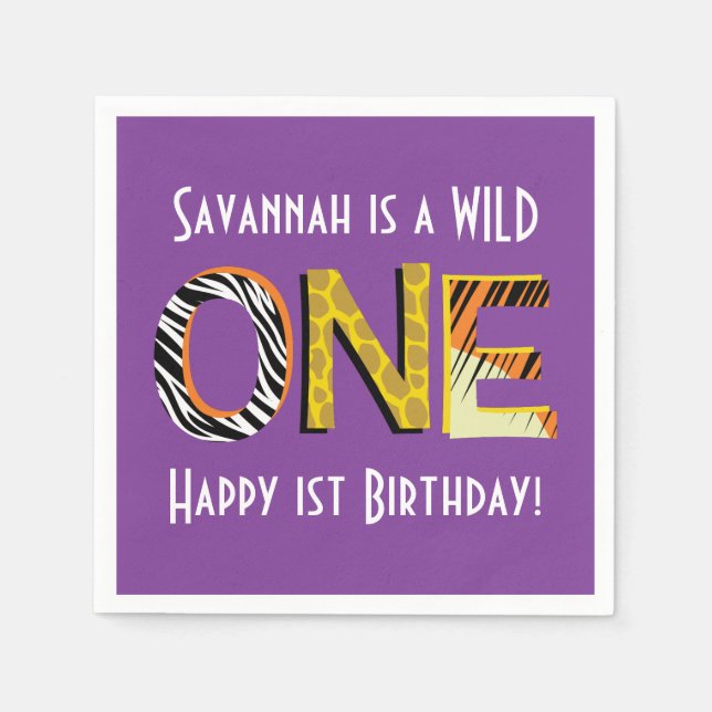 Guardanapo De Papel Wild One Safari Party Kid (Frente)