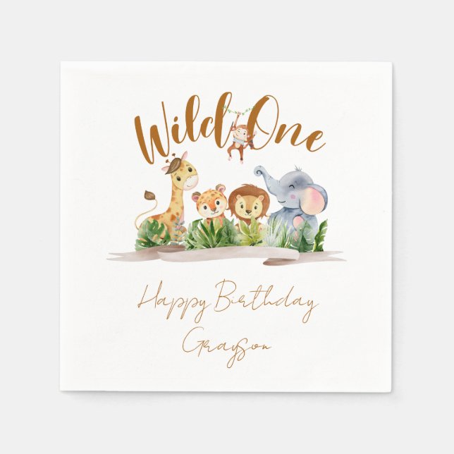 Guardanapo De Papel Wild One Safari Party Napkins (Frente)