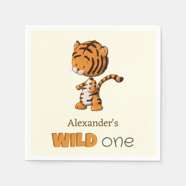 Guardanapo De Papel Wild One Tiger Birthday (Frente)