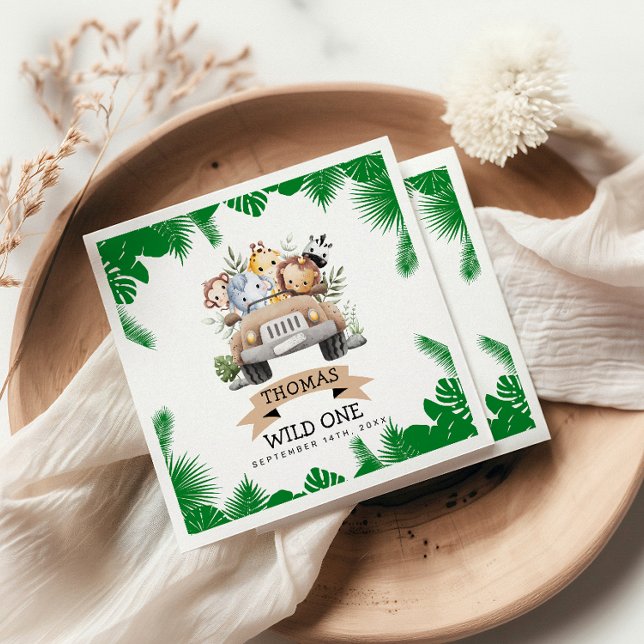 Guardanapo De Papel Wild One Tropical Jungle Safari Birthday (Criador carregado)