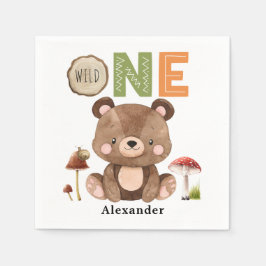 Guardanapo De Papel Wild One Woodland Bear primeiro aniversario Napkin