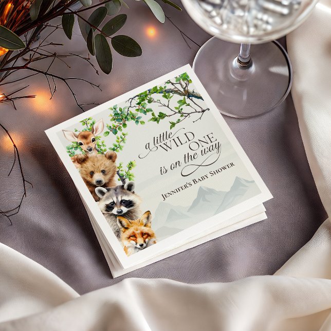 Guardanapo De Papel Wild One Woodland Creatures Baby Shower Party (Criador carregado)