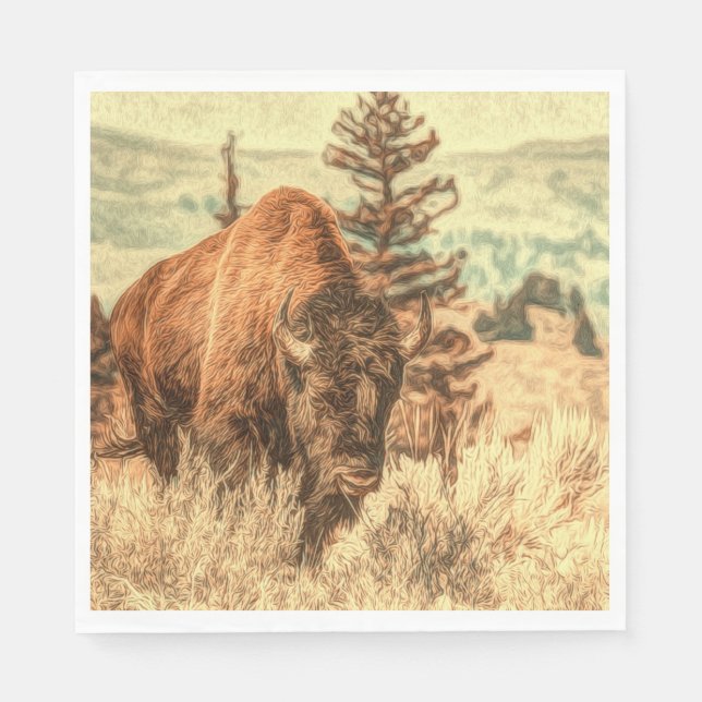 Guardanapo De Papel Wild Woodland Bison (Frente)