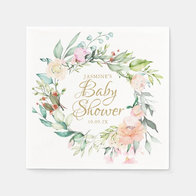 Guardanapo De Papel Wild Woodland Roses Couples Baby Shower / Sprinkle (Frente)