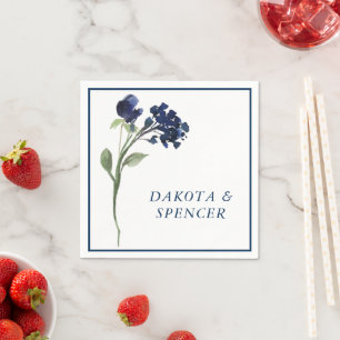 Guardanapo De Papel Wildbloom Casamento de Jardim Boêmico Azul Cláss