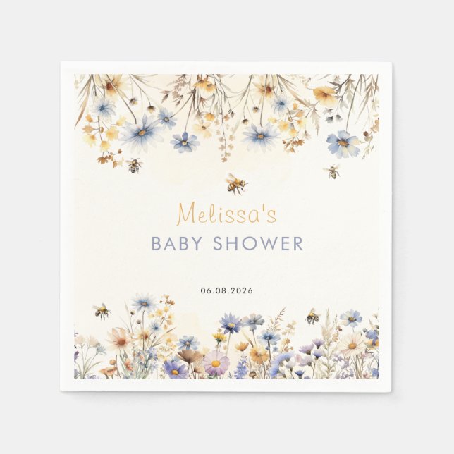 Guardanapo De Papel Wildflower Baby Shower Spring (Frente)