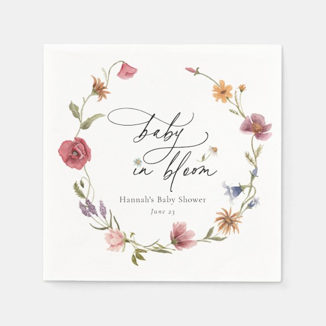 Guardanapo De Papel Wildflower Bloom Chá de fraldas Napkins (Frente)