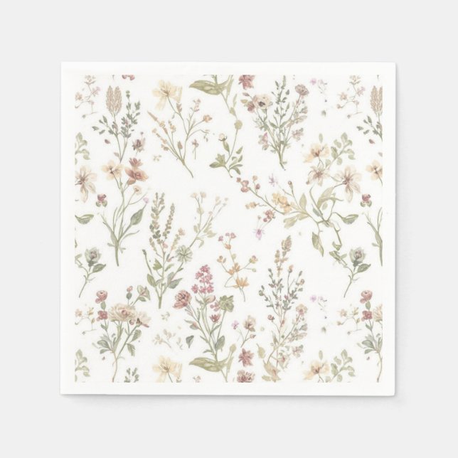 Guardanapo De Papel Wildflower botanical baby shower (Frente)