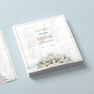 Guardanapo De Papel Wildflower Bridal Shower Elegant Name Date Napkins