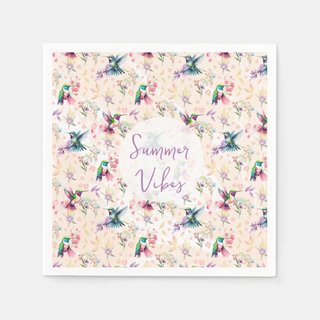 Guardanapo De Papel Wildflower & Hummingbird Summer Vibes  (Frente)