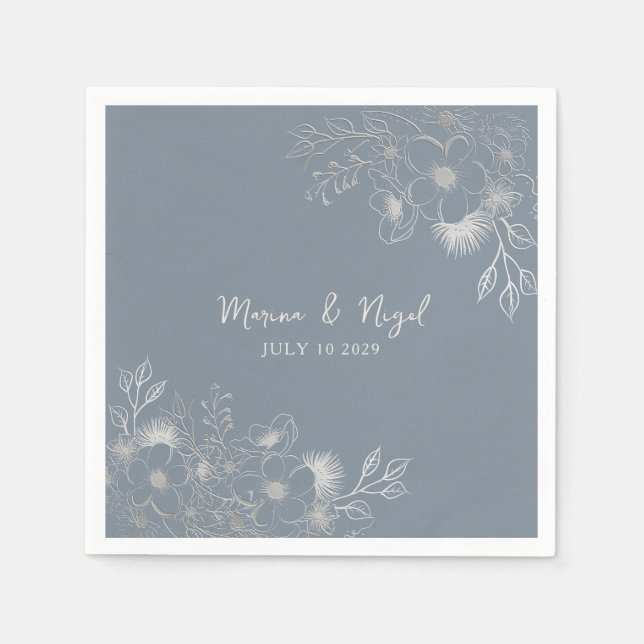 Guardanapo De Papel Wildflower Periwinkle Wedding (Frente)