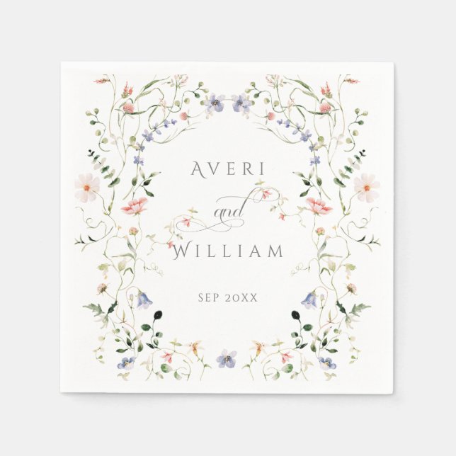Guardanapo De Papel Wildflower Rustic Boho Floral Wedding (Frente)