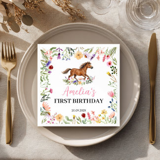Guardanapo De Papel Wildflower Rustic Horse Girl Birthday Party