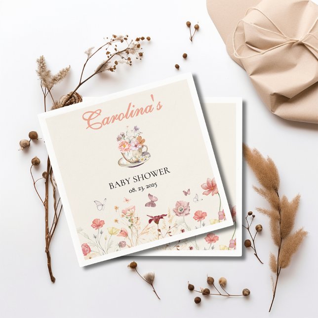 Guardanapo De Papel Wildflower um bebê está fazendo chá de fraldas de  (Criador carregado)