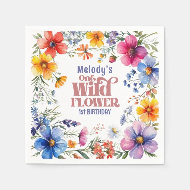 Guardanapo De Papel Wildflower Wild One 1st birthday  Napkins (Frente)