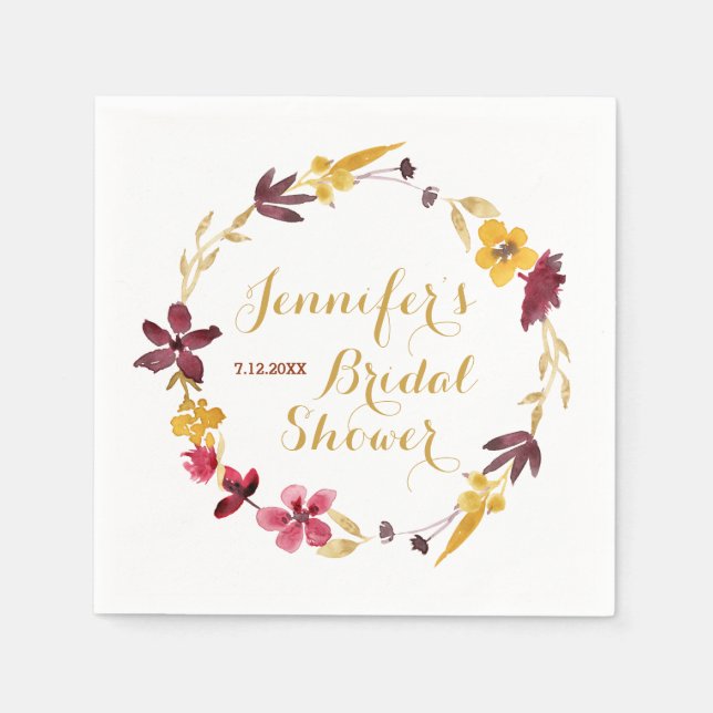 Guardanapo De Papel Wildflower Wreath Chá Napkins (Frente)