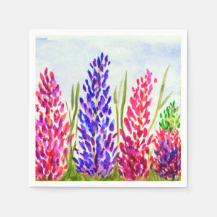 Guardanapo De Papel Wildflowers florais do Lupine da arte da aguarela