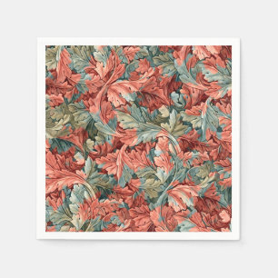 Guardanapo De Papel William Morris Acanto Ferrugem Vermelho Sage Verde