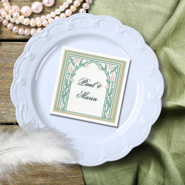 Guardanapo De Papel William Morris Art Deco Vines Verdes Florais (Criador carregado)