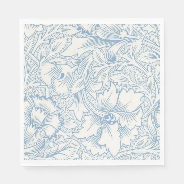 Guardanapo De Papel William Morris, Art Nouveau Elegante Acanto Azul (Frente)
