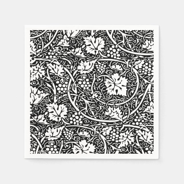 Guardanapo De Papel William Morris Black White Grape Vine (Frente)