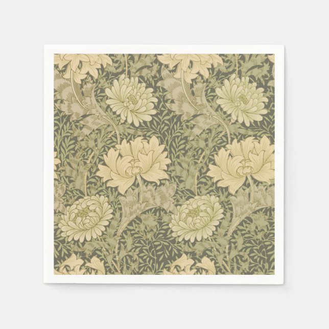 Guardanapo De Papel William Morris Chrysanthemum Sage Flower (Frente)