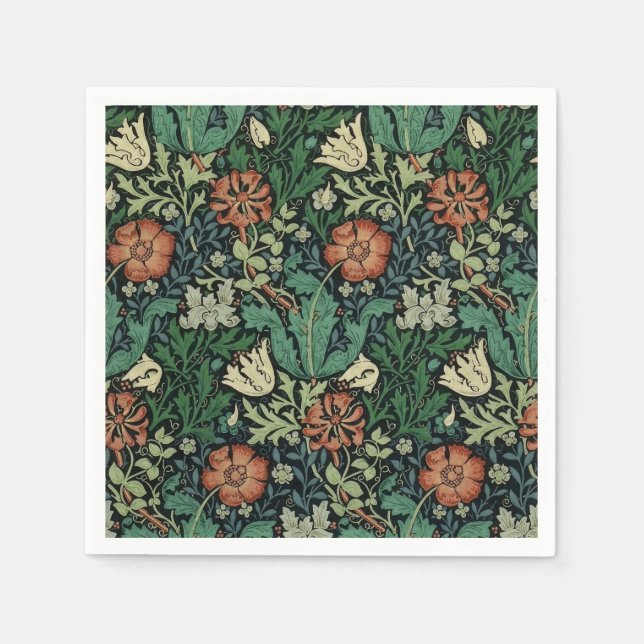 Guardanapo De Papel William Morris Compton Floral Art Nouveau Pattern (Frente)