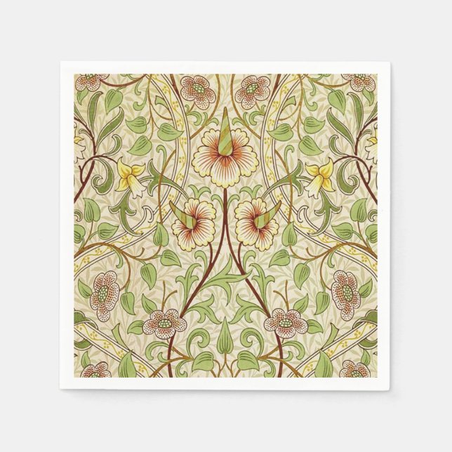 Guardanapo De Papel William Morris Daffodil Classic Flower Wallpaper (Frente)