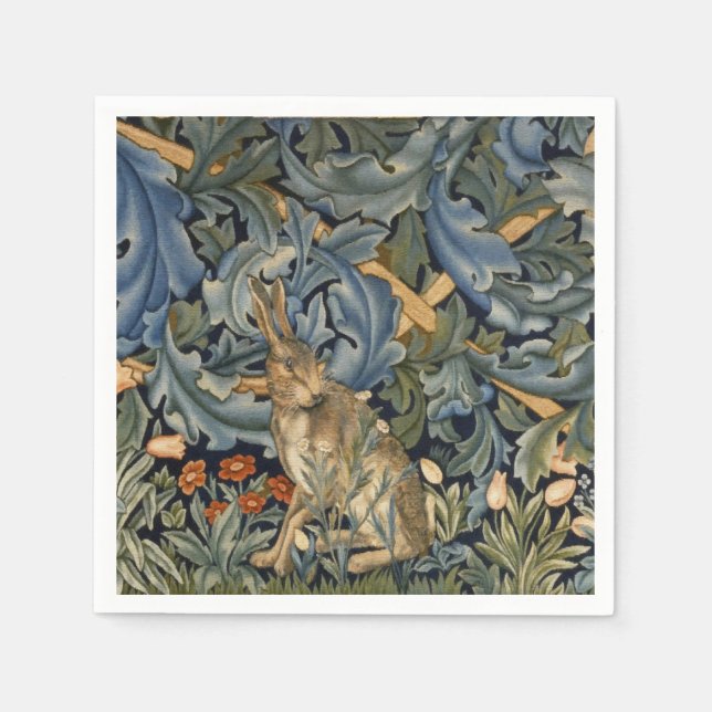 Guardanapo De Papel William Morris Forest Rabbit Floral Art Nouveau (Frente)