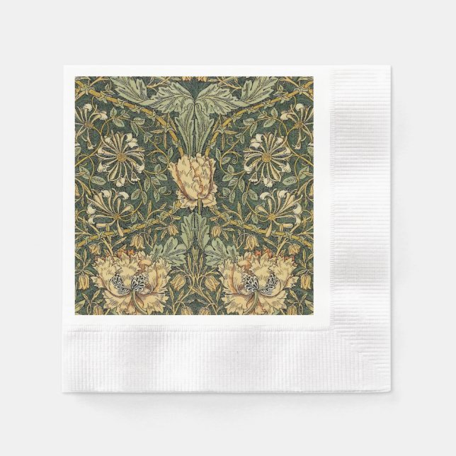 Guardanapo De Papel William Morris Honeysuckle Green Floral (Frente)
