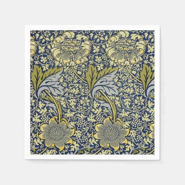 Guardanapo De Papel William Morris Kennet Floral Wallpaper Azul (Frente)