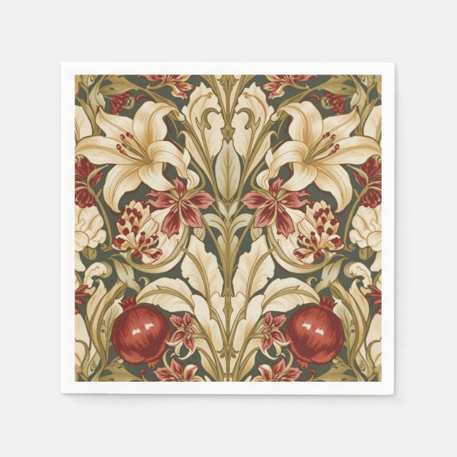 Guardanapo De Papel William Morris Lily and Pomegranate Floral pattern (Frente)