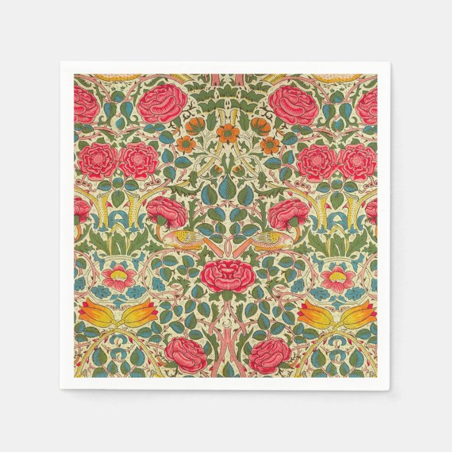 Guardanapo De Papel William Morris Rosa Floral Chintz Rosa (Frente)