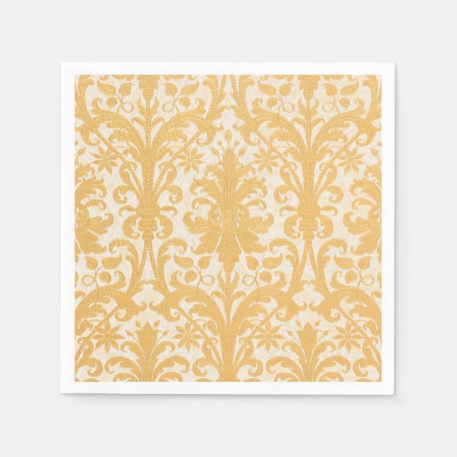 Guardanapo De Papel William Morris Salgueiro e Dourado Damasko Luxo (Frente)