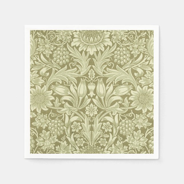 Guardanapo De Papel William Morris Sunflower Green Flower (Frente)