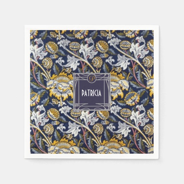 Guardanapo De Papel William Morris Sunflower monograma name (Frente)